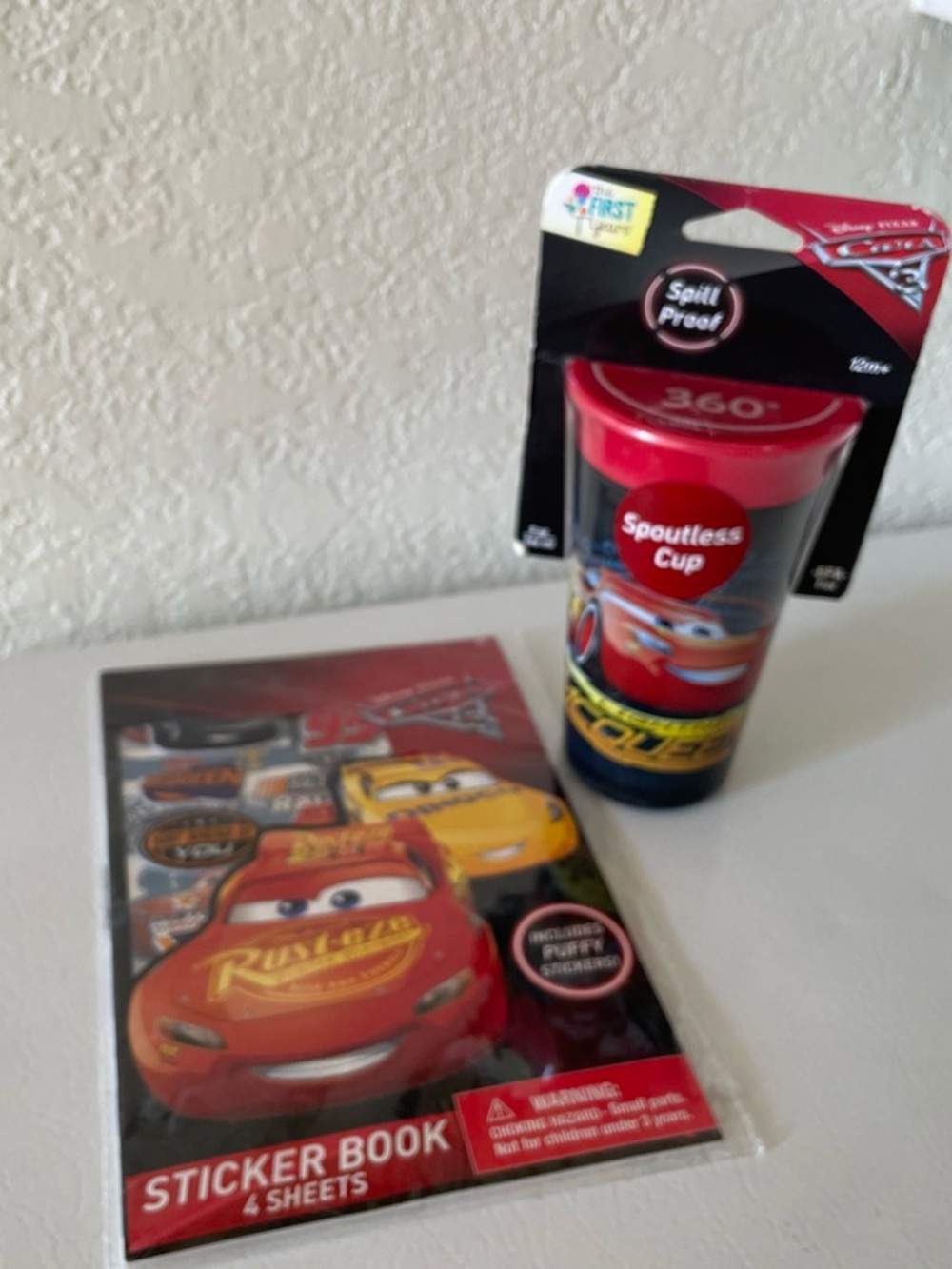 Disney cars sticker and spill proof cup